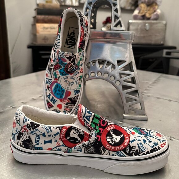 Rare Vans Classic Sticker Mash Up Slip-Ons - Size 6W/4.5M - Picture 1 of 7